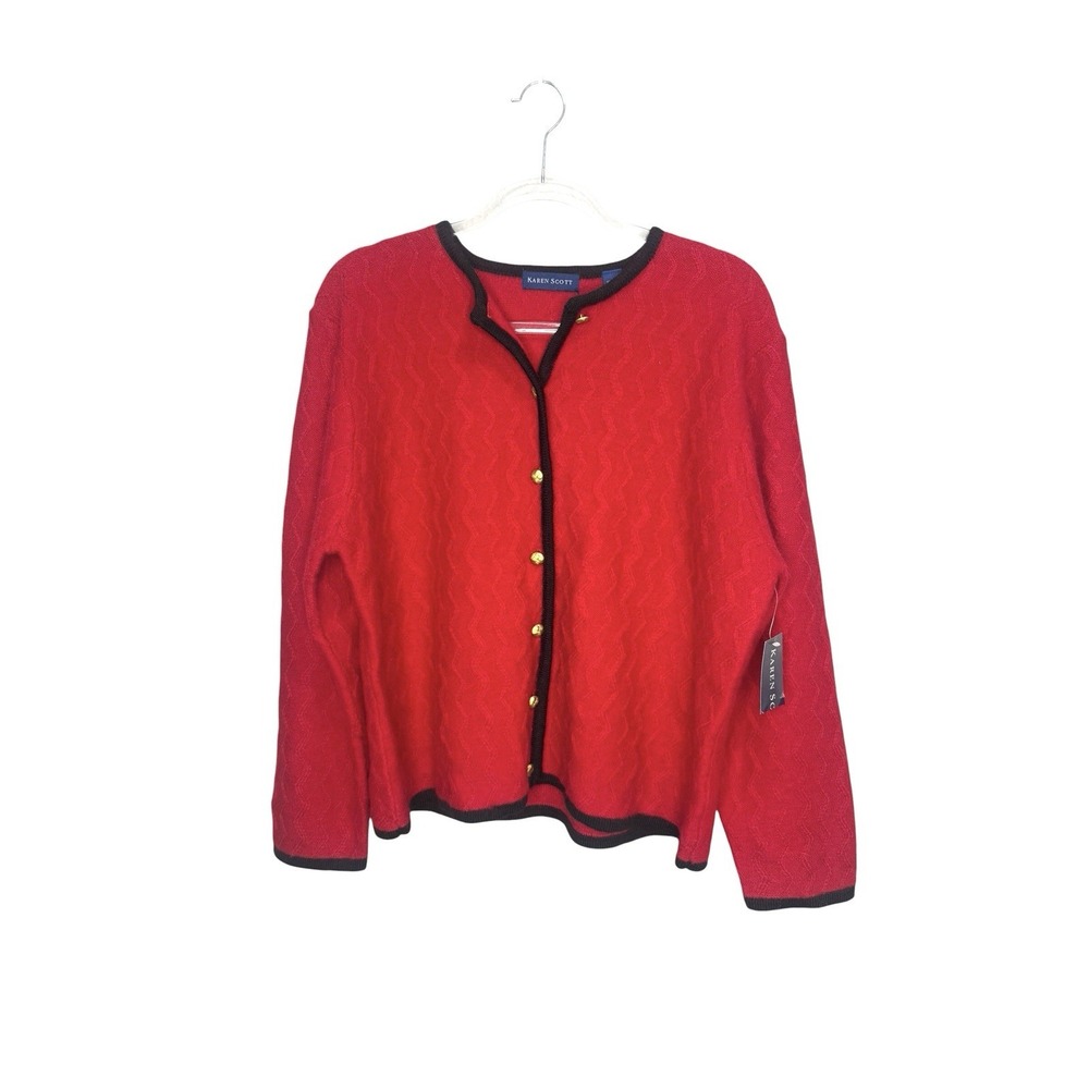 Vintage Karen Scott Cardigan Lady Jacket 100% Wool Made in Australia XL NWT